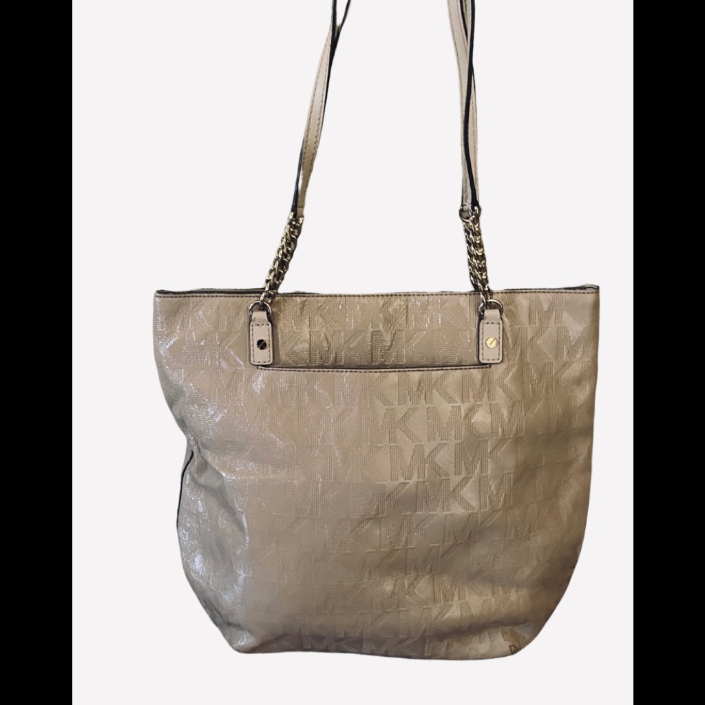 Michael Kors Patent Leather Tote In Tan, Great Condition.